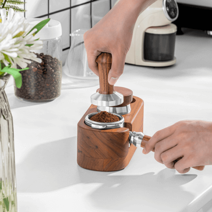Walnut Coffee Tamper Holder and Filter Stand Station for Espresso
